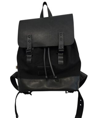 Gadton Luga Men's Black Canvas & Faux Leather Backpack - Sleek Everyday Rucksack